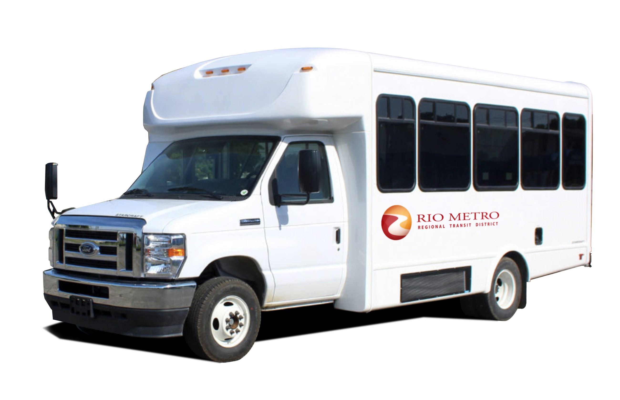 White bus with Rio Metro logo on the side