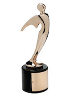 Bronze colored statue of a figure