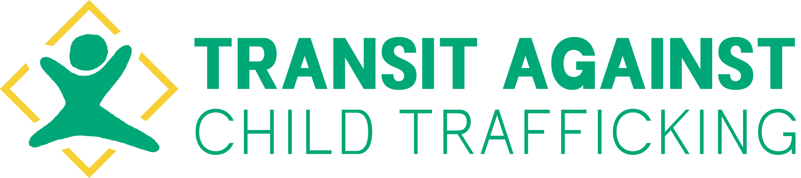 Green, yellow and white logo reading Transit Against Child Trafficking