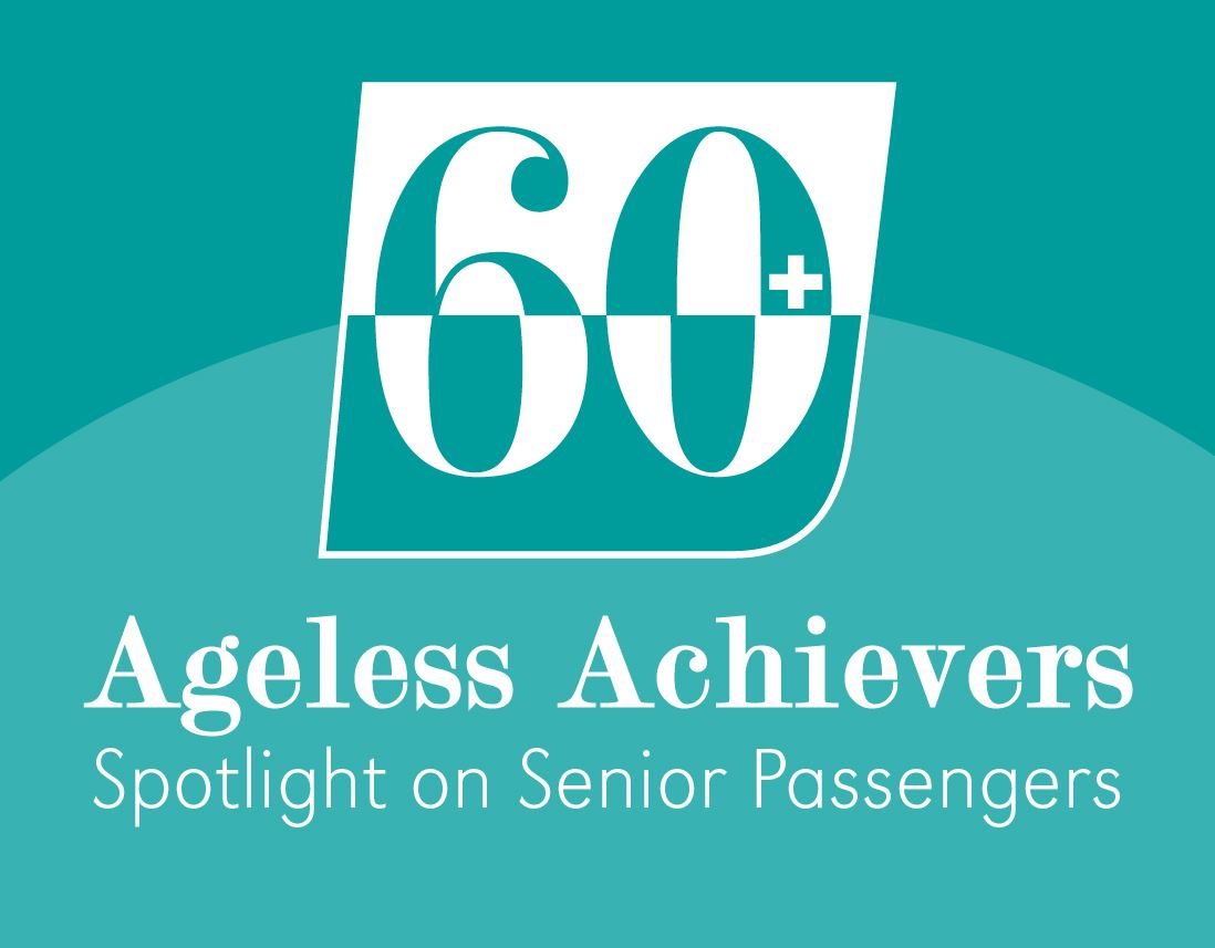 White and turquoise logo that reads 60-Plus Ageless Achievers