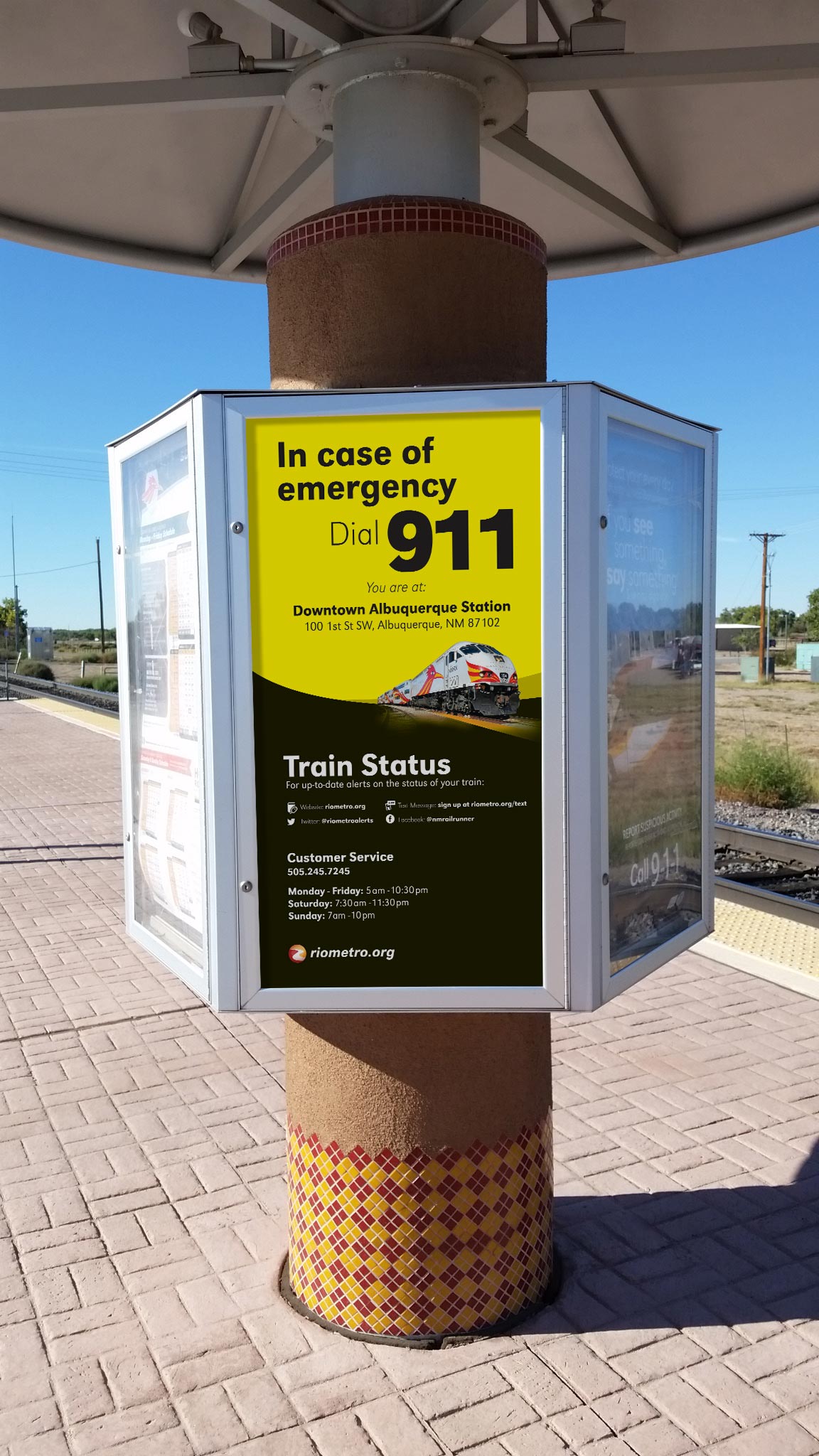 Train Station Kiosk Emergency Call Sign